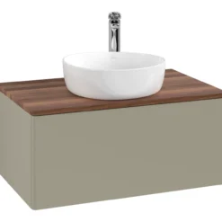 V&b antao servantskap 1 skuff glatt 800x360x500 m/kranhull stengrå/valnøtt