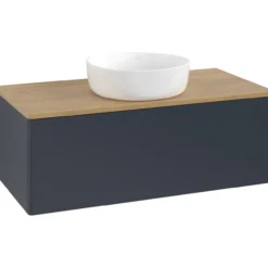 V&b antao servantskap 1 skuff glatt 1000x360x500 u/kranhull blå/eik