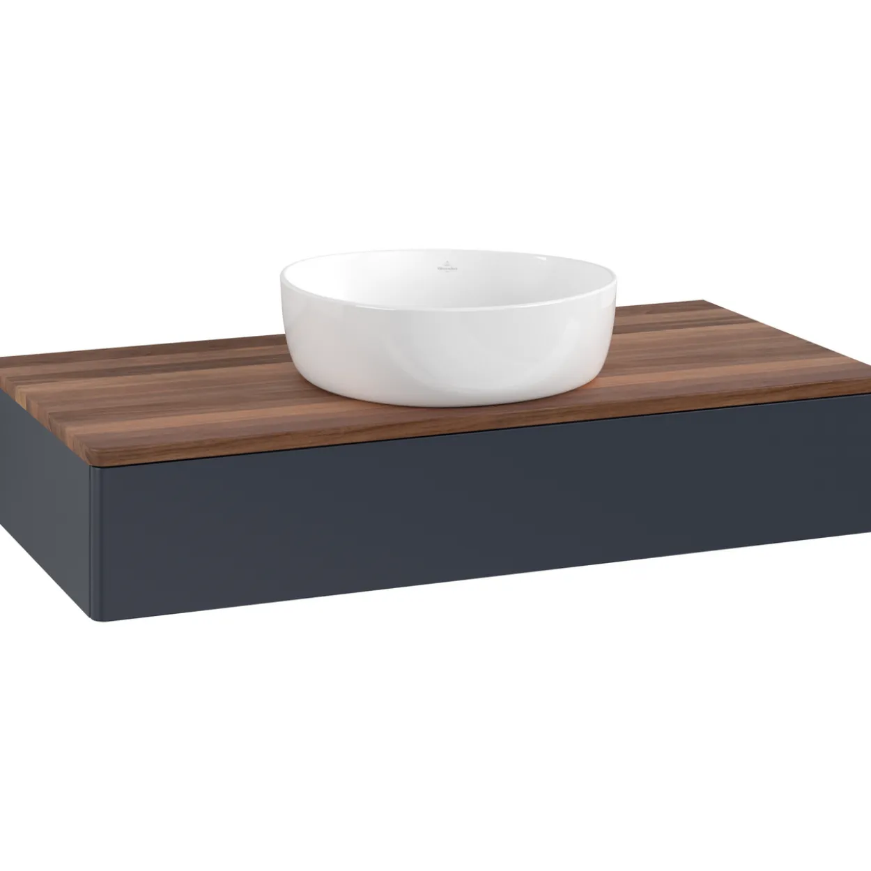 V&b antao servantskap 1 skuff glatt 1000x190x500 u/kranhull blå/valnøtt
