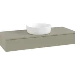 V&b antao servantskap 1 skuff glatt 1200x190x500 u/kranhull m/lys stengrå