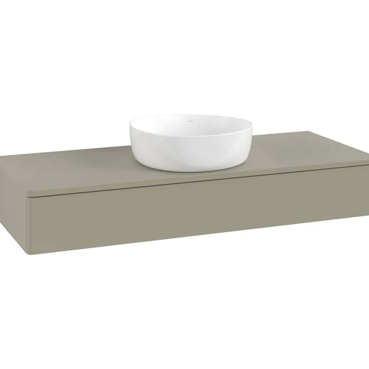 V&b antao servantskap 1 skuff glatt 1200x190x500 u/kranhull m/lys stengrå