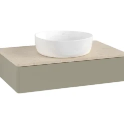 V&b antao servantskap 1 skuff glatt 800x190x500 u/kranhull m/lys stengrå/créme