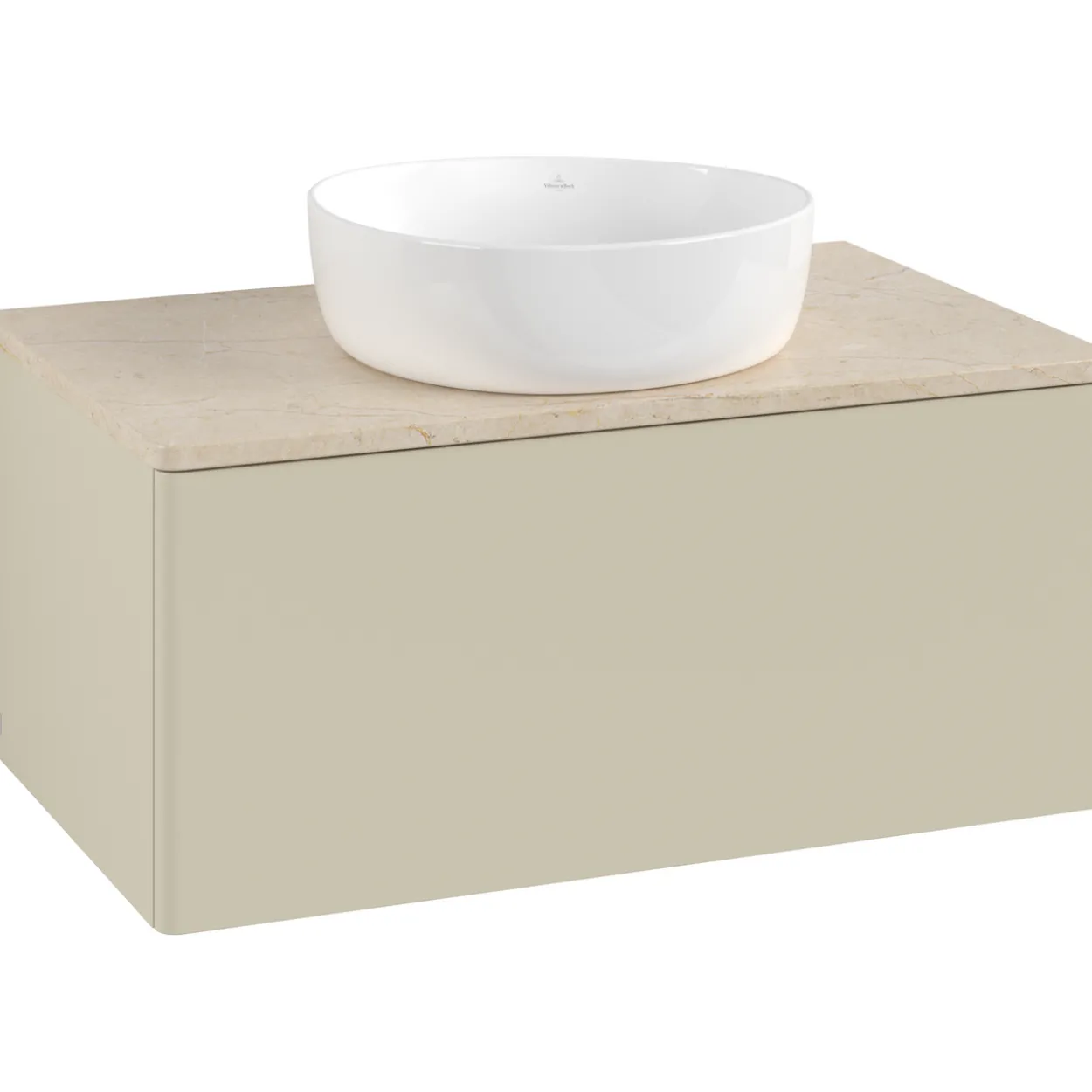 V&b antao servantskap 1 skuff glatt 800x360x500 u/kranhull silkegrå/créme