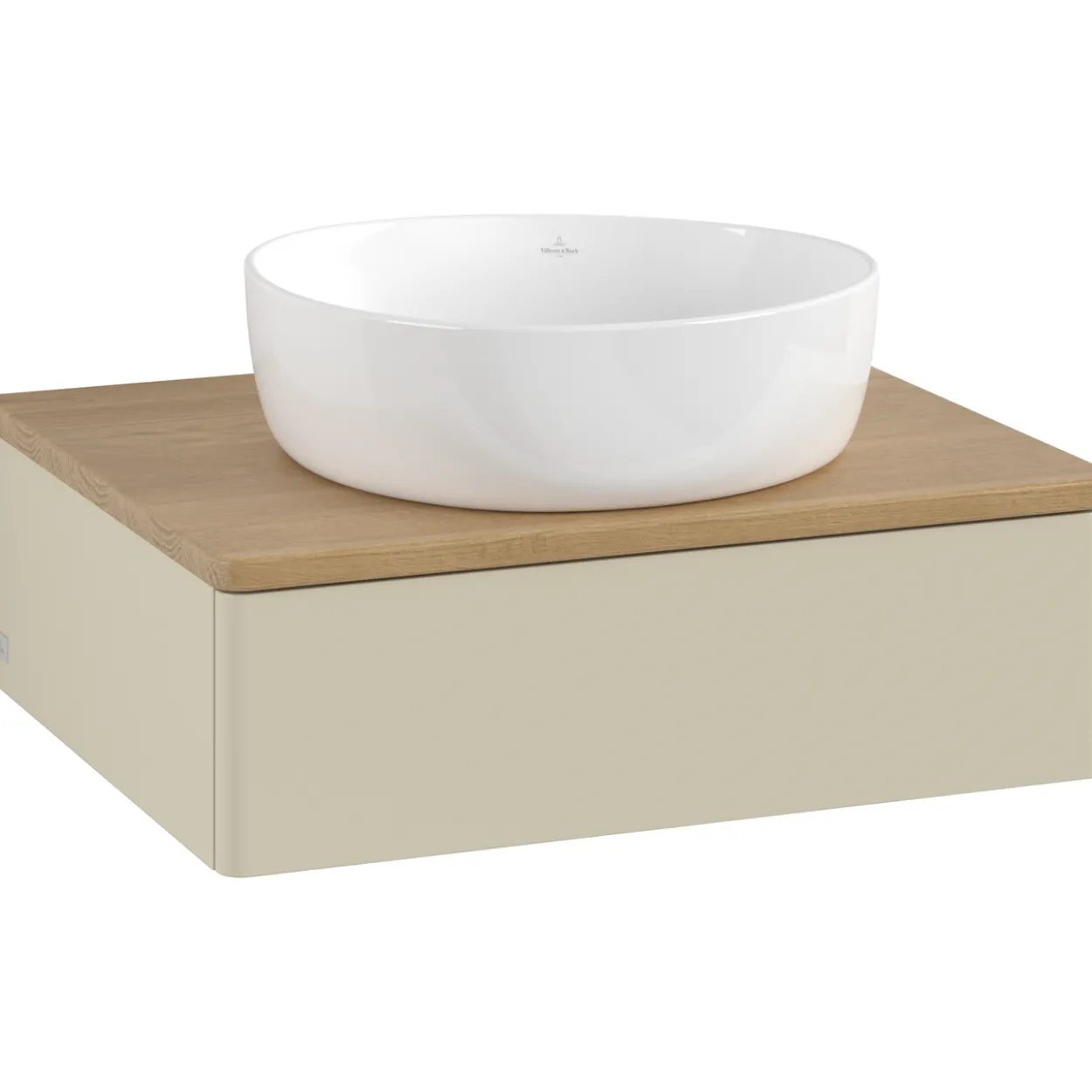 V&b antao servantskap 1 skuff glatt 600x190x500 u/kranhull silkegrå/eik
