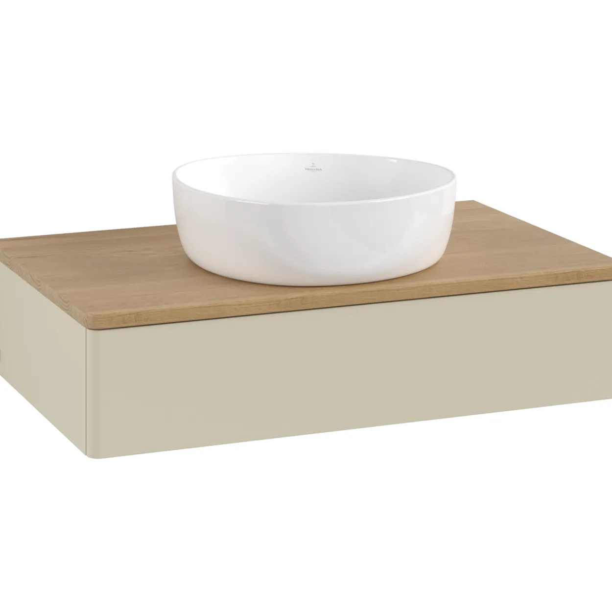 V&b antao servantskap 1 skuff glatt 800x190x500 u/kranhull silkegrå/eik