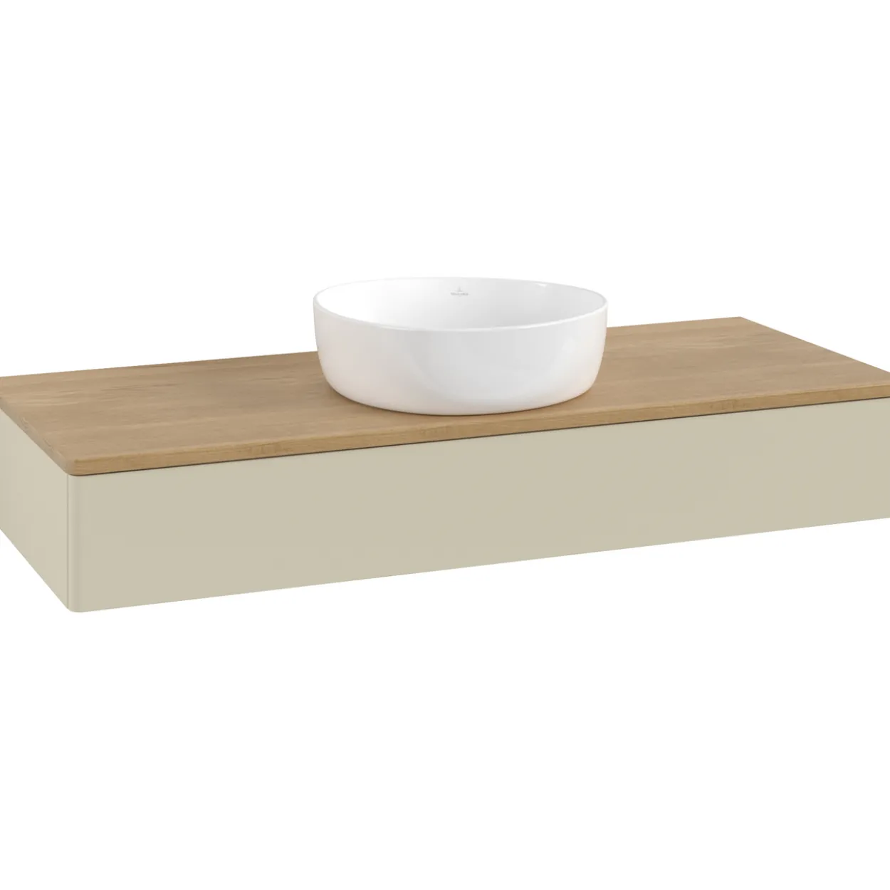 V&b antao servantskap 1 skuff glatt 1200x190x500 u/kranhull silkegrå/eik