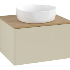 V&b antao servantskap 1 skuff glatt 600x360x500 u/kranhull silkegrå/eik