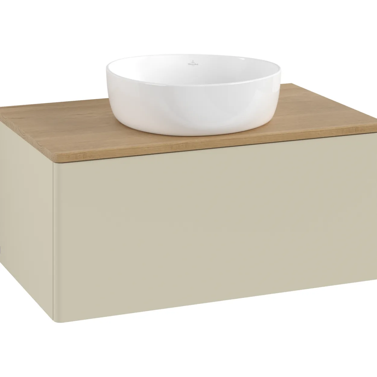 V&b antao servantskap 1 skuff glatt 800x360x500 u/kranhull silkegrå/eik