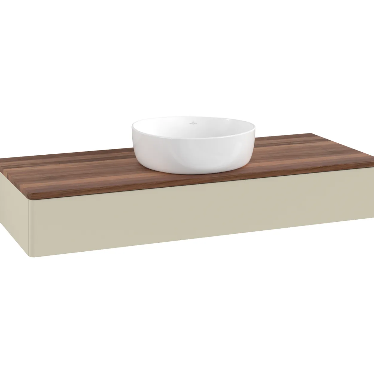 V&b antao servantskap 1 skuff glatt 1200x190x500 u/kranhull silkegrå/valnøtt