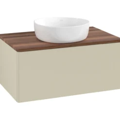 V&b antao servantskap 1 skuff glatt 800x360x500 u/kranhull silkegrå/valnøtt