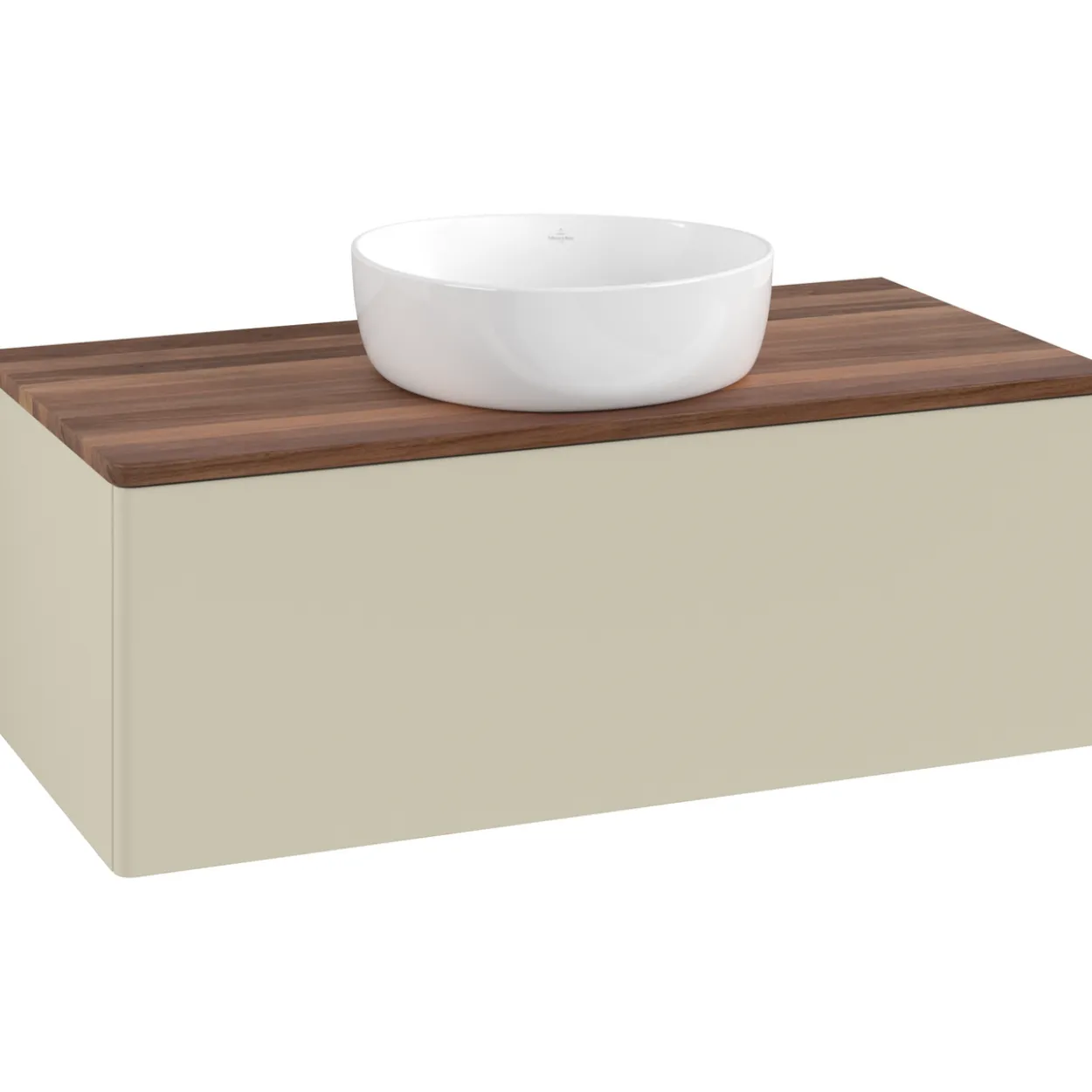 V&b antao servantskap 1 skuff glatt 1000x360x500 u/kranhull silkegrå/valnøtt