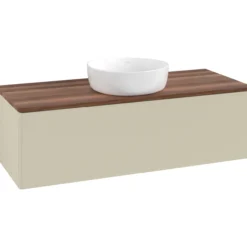 V&b antao servantskap 1 skuff glatt 1200x360x500 u/kranhull silkegrå/valnøtt