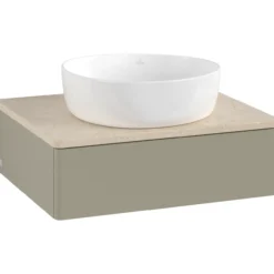 V&b antao servantskap 1 skuff glatt 600x190x500 u/kranhull stengrå/créme