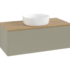 V&b antao servantskap 1 skuff glatt 1000x360x500 u/kranhull stengrå/eik