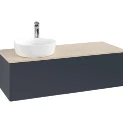 V&b antao servantskap 1 skuff glatt 1200x360x500 venstre m/kranhull blå/créme