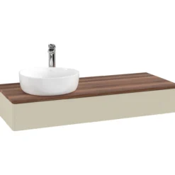 V&b antao servantskap 1 skuff glatt 1200x190x500 venstre m/kranhull m/lys silkegrå/valnøtt
