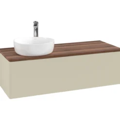 V&b antao servantskap 1 skuff glatt 1200x360x500 venstre m/kranhull silkegrå/valnøtt