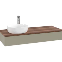 V&b antao servantskap 1 skuff glatt 1200x190x500 venstre m/kranhull stengrå/valnøtt
