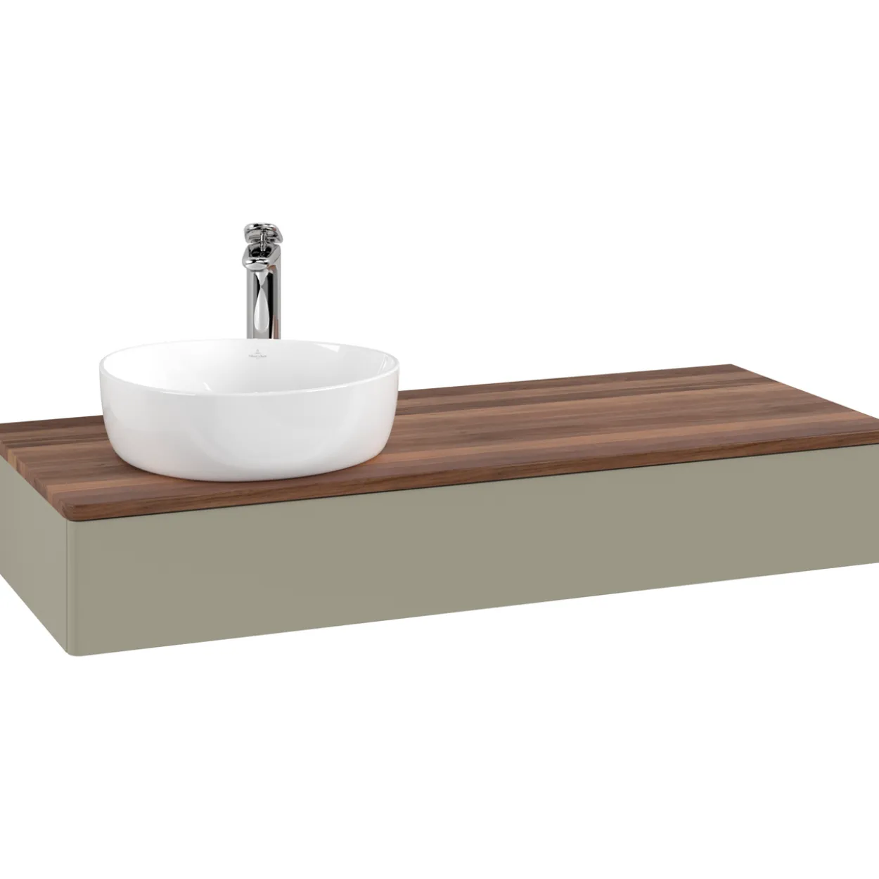 V&b antao servantskap 1 skuff glatt 1200x190x500 venstre m/kranhull stengrå/valnøtt