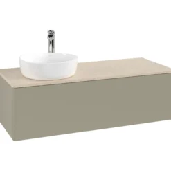 V&b antao servantskap 1 skuff glatt 1200x360x500 venstre m/kranhull stengrå/créme