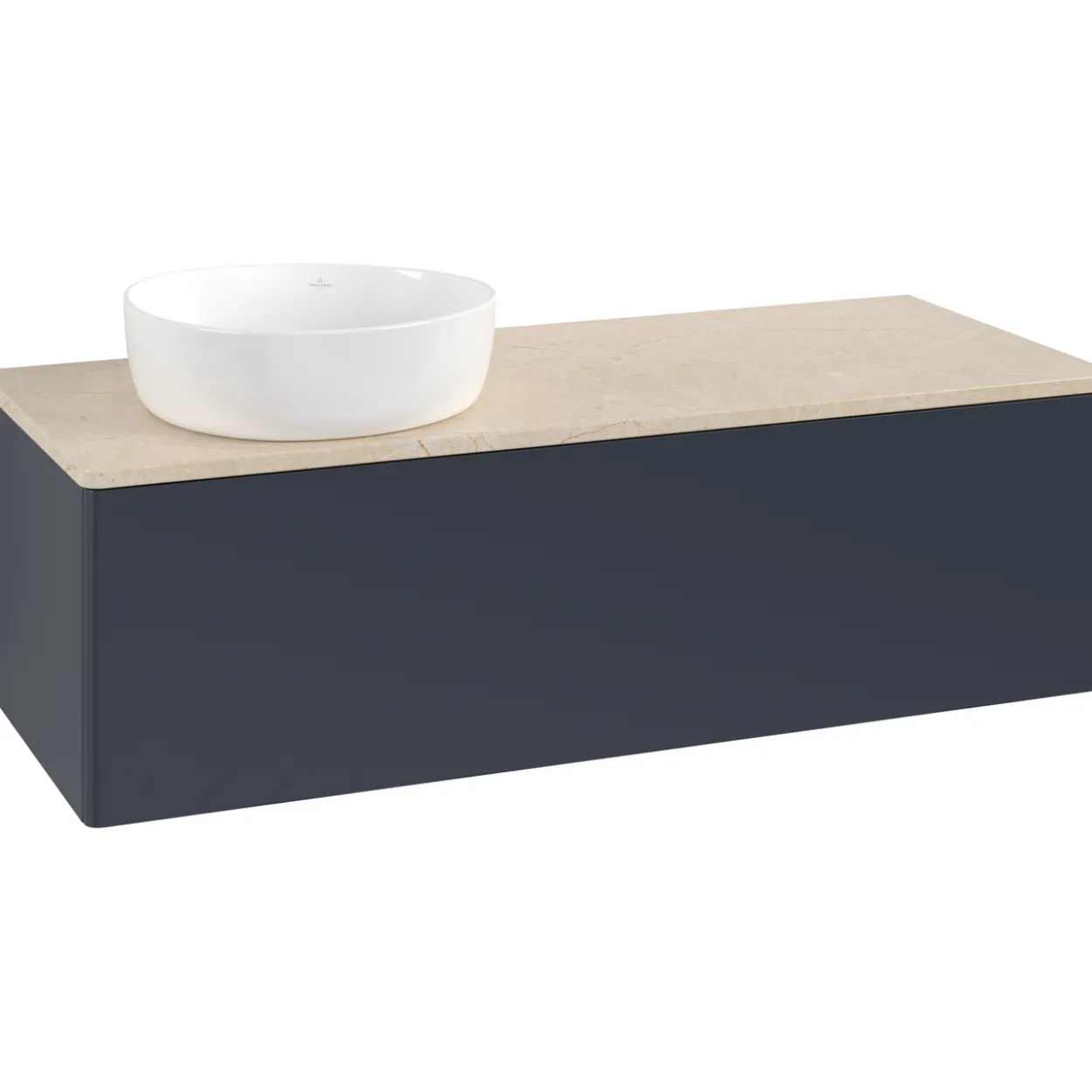 V&b antao servantskap 1 skuff glatt 1200x360x500 venstre u/kranhull blå/créme
