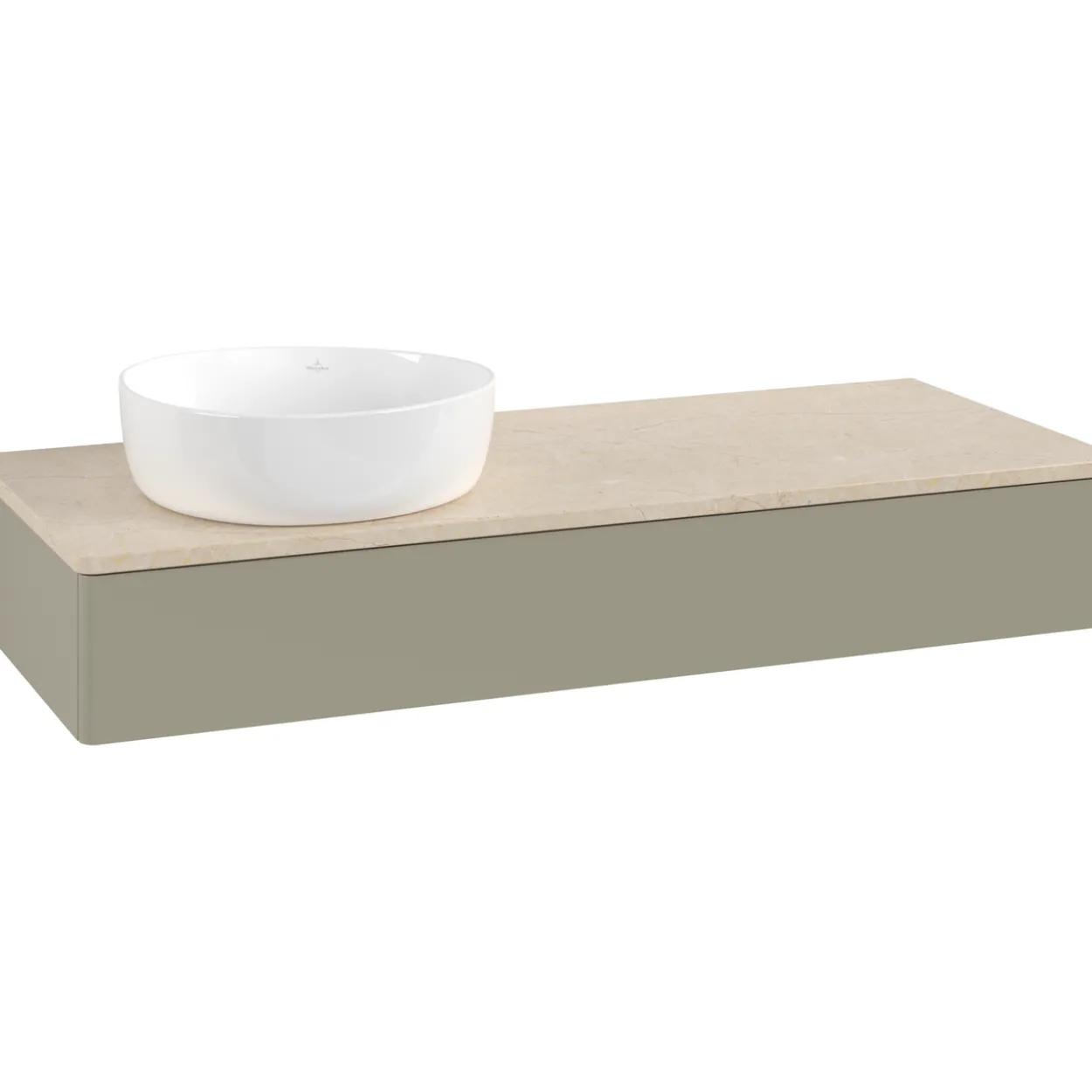 V&b antao servantskap 1 skuff glatt 1200x190x500 venstre u/kranhull m/lys stengrå/créme