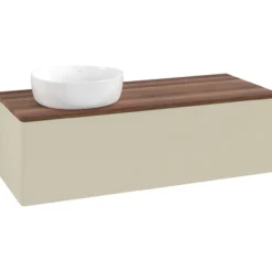 V&b antao servantskap 1 skuff glatt 1200x360x500 venstre u/kranhull silkegrå/valnøtt