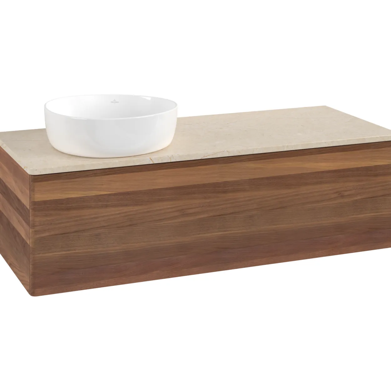 V&b antao servantskap 1 skuff glatt 1200x360x500 venstre u/kranhull valnøtt/créme