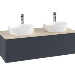 V&b antao servantskap 1 skuff rillet 1200x360x500 for 2 serv. m/kranhull blå/créme