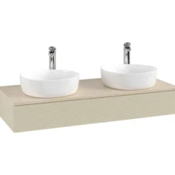V&b antao servantskap 1 skuff rillet 1200x190x500 for 2 serv. m/kranhull silkegrå/créme