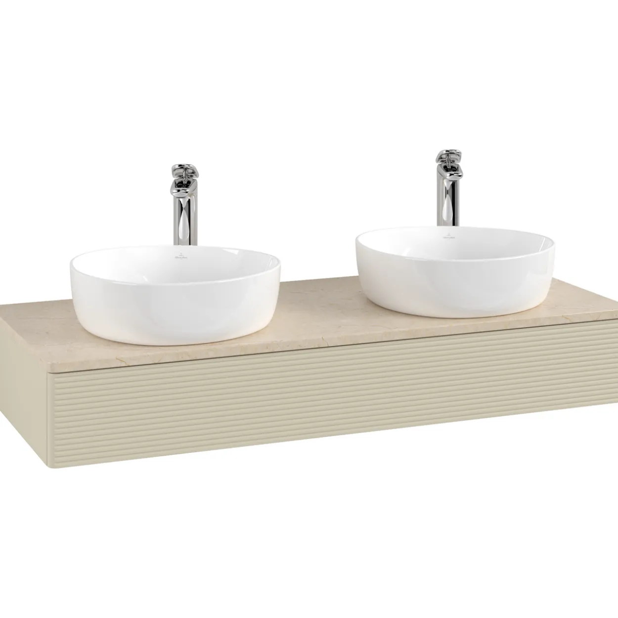V&b antao servantskap 1 skuff rillet 1200x190x500 for 2 serv. m/kranhull silkegrå/créme