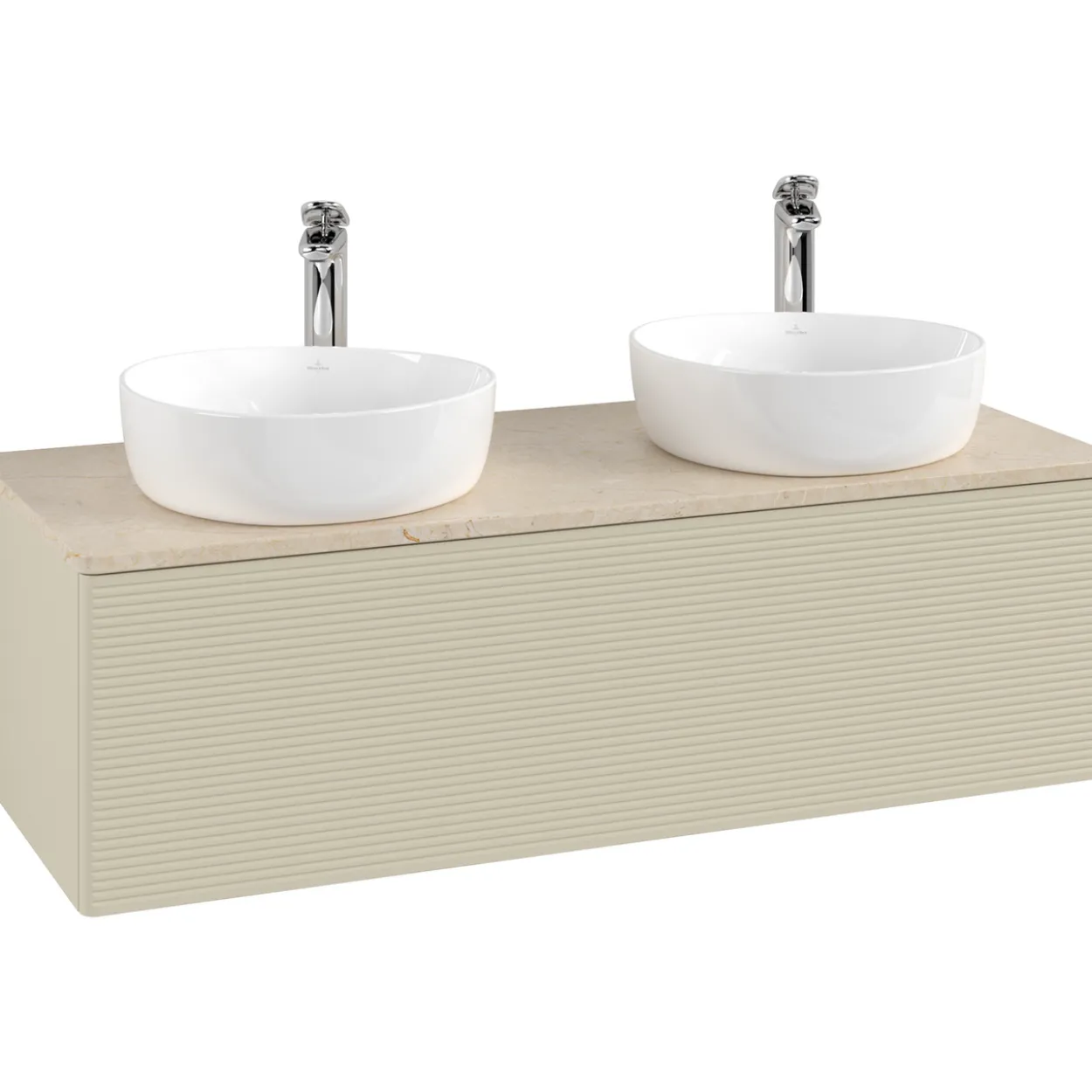 V&b antao servantskap 1 skuff rillet 1200x360x500 for 2 serv. m/kranhull silkegrå/créme