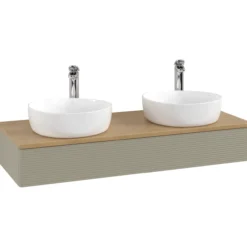 V&b antao servantskap 1 skuff rillet 1200x190x500 for 2 serv. m/kranhull stengrå/eik