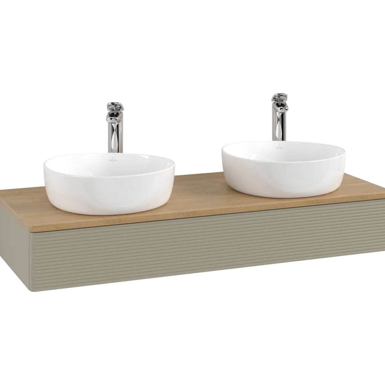 V&b antao servantskap 1 skuff rillet 1200x190x500 for 2 serv. m/kranhull stengrå/eik