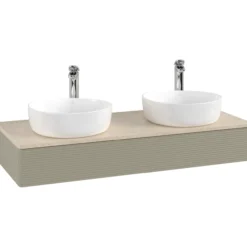 V&b antao servantskap 1 skuff rillet 1200x190x500 for 2 serv. m/kranhull stengrå/créme