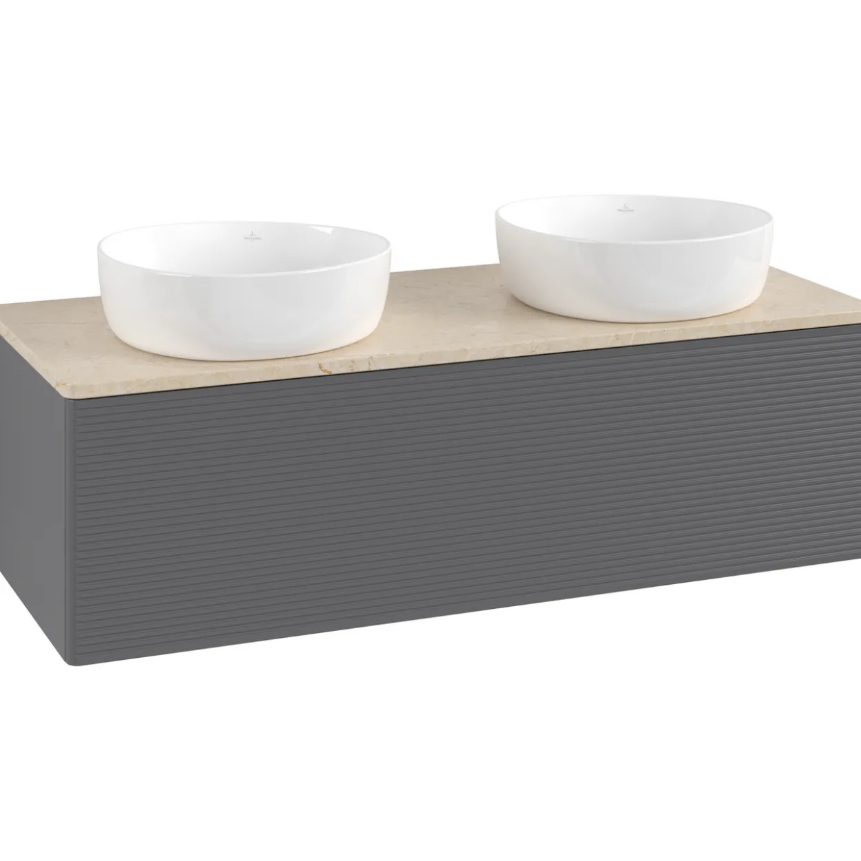 V&b antao servantskap 1 skuff rillet 1200x360x500 for 2 serv. u/kranhull antrasitt/créme