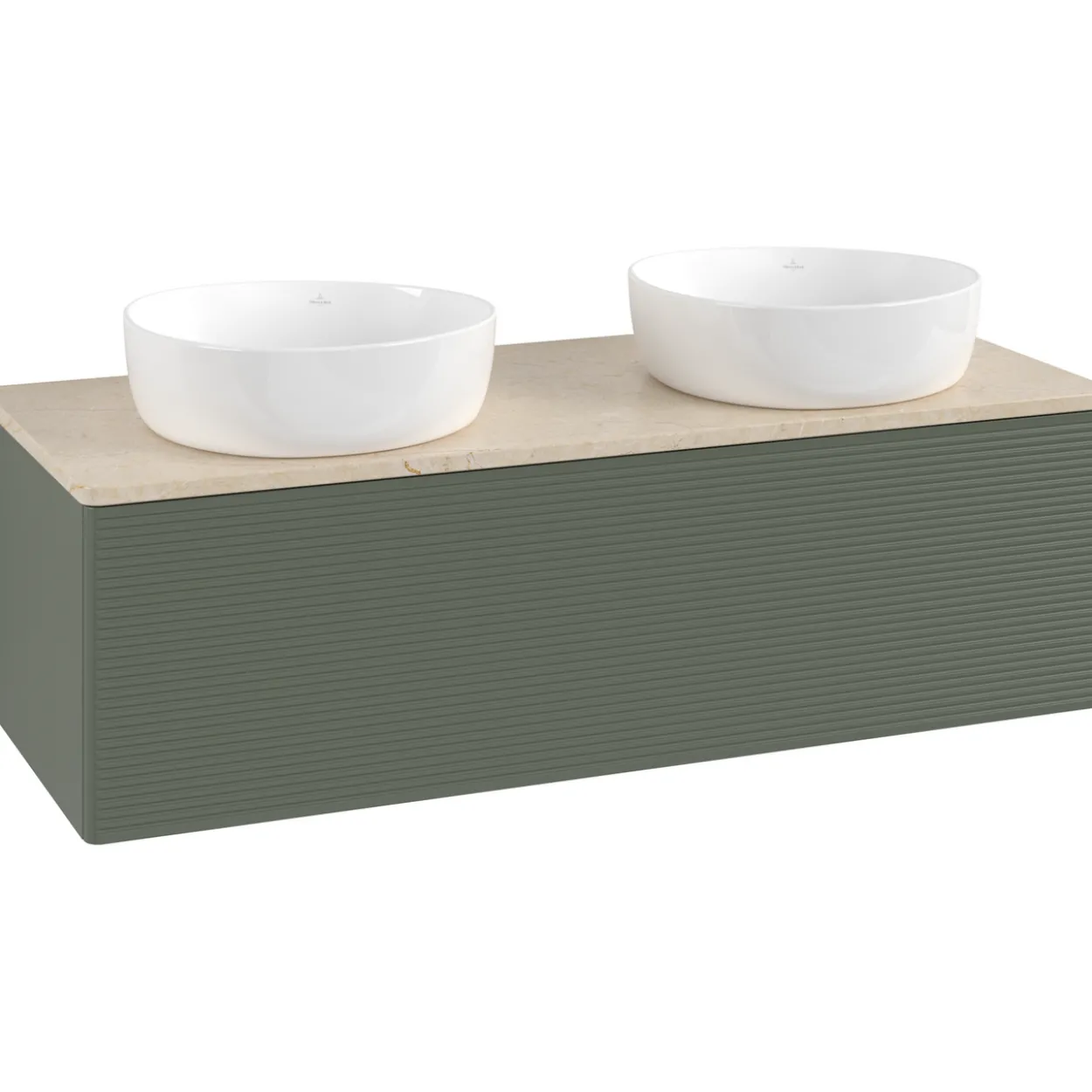 V&b antao servantskap 1 skuff rillet 1200x360x500 for 2 serv. u/kranhull grønn/créme