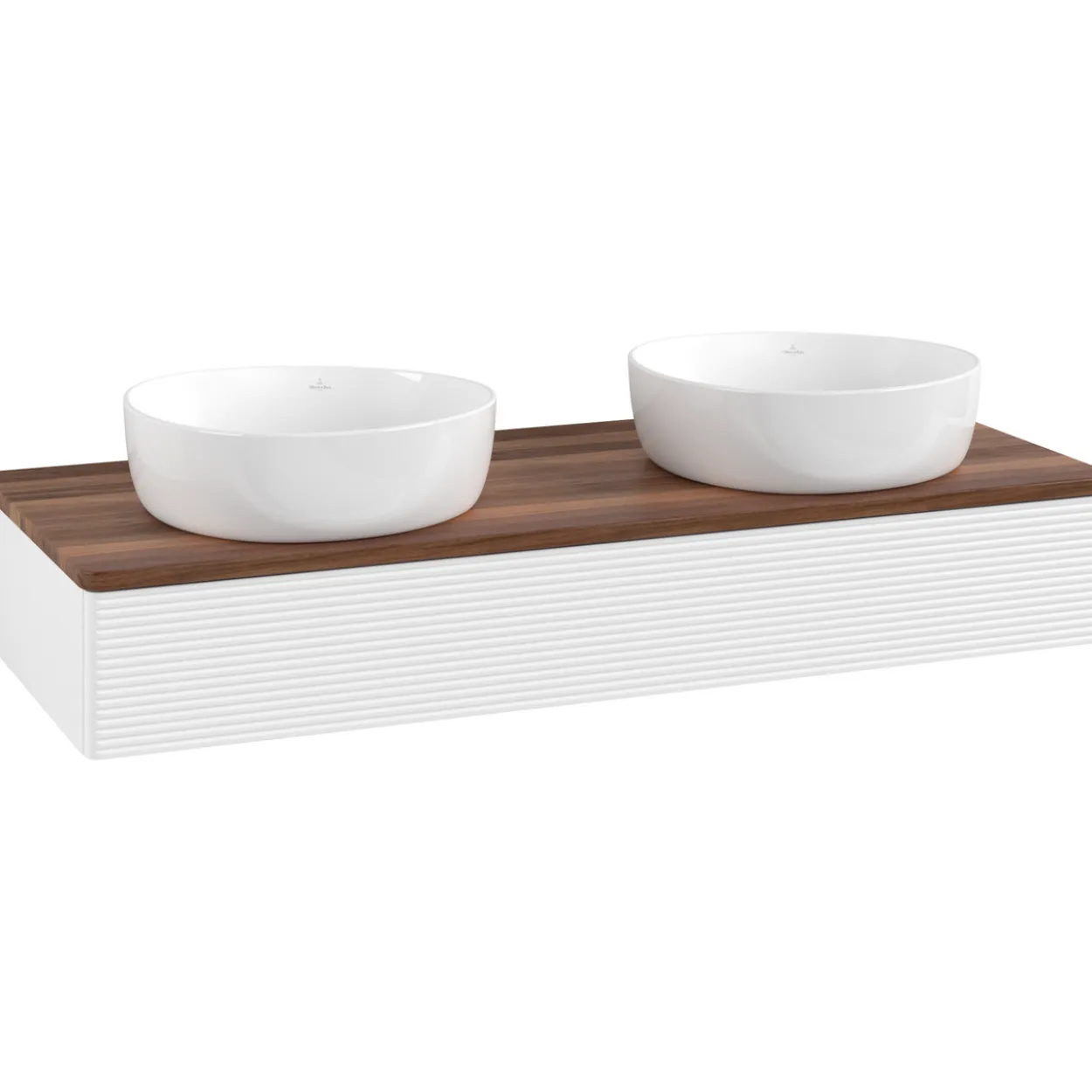 V&b antao servantskap 1 skuff rillet 1200x190x500 for 2 serv. u/kranhull matt hvit/valnøtt