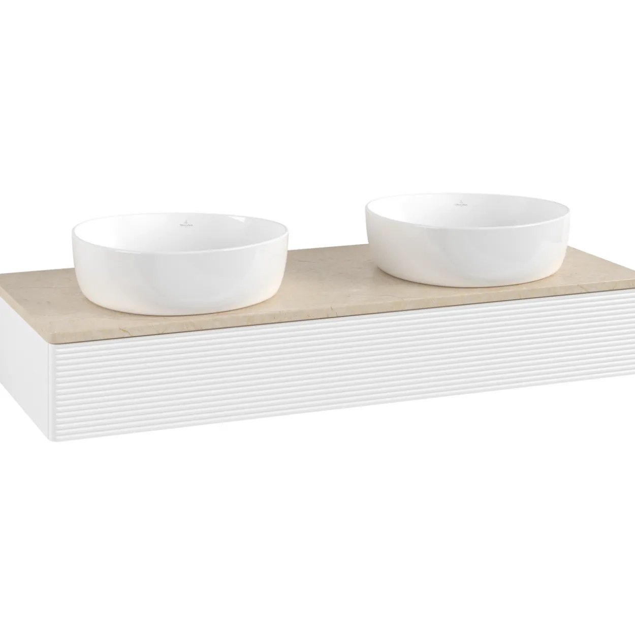 V&b antao servantskap 1 skuff rillet 1200x190x500 for 2 serv. u/kranhull matt hvit/créme