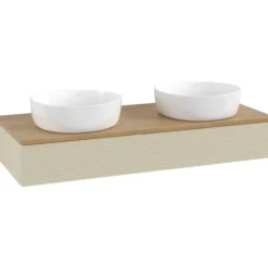 V&b antao servantskap 1 skuff rillet 1200x190x500 for 2 serv. u/kranhull silkegrå/eik