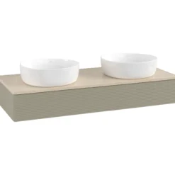 V&b antao servantskap 1 skuff rillet 1200x190x500 for 2 serv. u/kranhull stengrå/créme