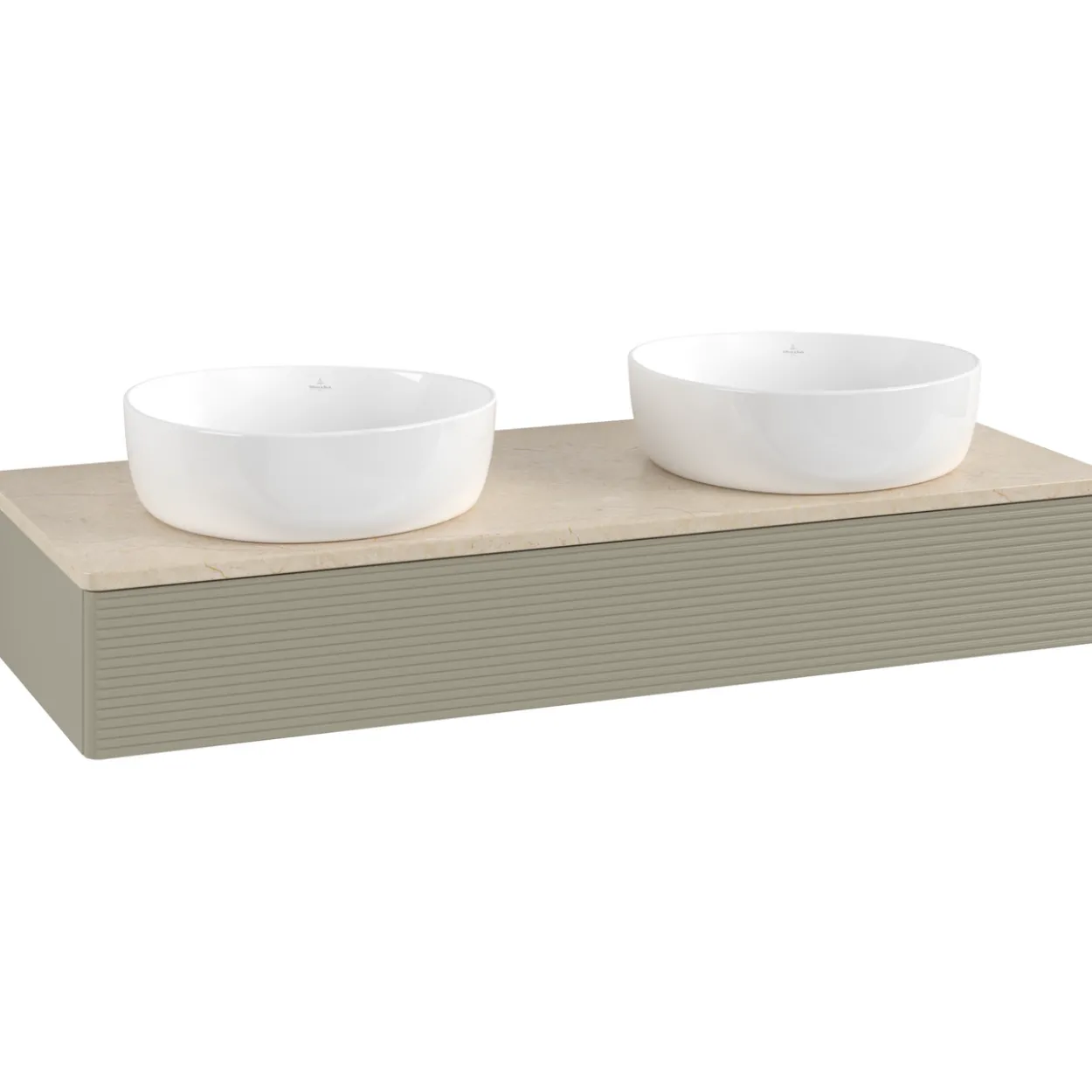 V&b antao servantskap 1 skuff rillet 1200x190x500 for 2 serv. u/kranhull stengrå/créme