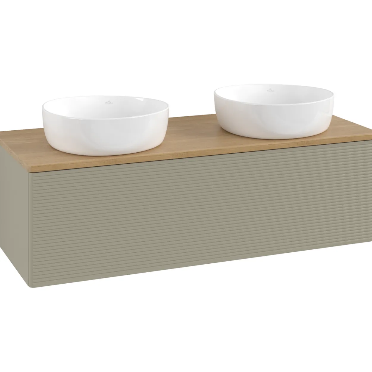V&b antao servantskap 1 skuff rillet 1200x360x500 for 2 serv. u/kranhull stengrå/eik