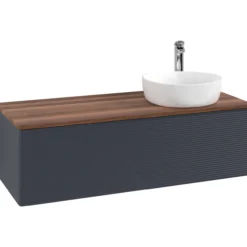 V&b antao servantskap 1 skuff rillet 1200x360x500 høyre m/kranhull blå/valnøtt