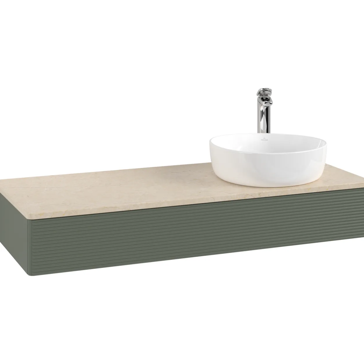 V&b antao servantskap 1 skuff rillet 1200x190x500 høyre m/kranhull grønn/créme