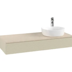V&b antao servantskap 1 skuff rillet 1200x190x500 høyre m/kranhull silkegrå/créme