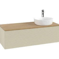 V&b antao servantskap 1 skuff rillet 1200x360x500 høyre m/kranhull silkegrå/eik