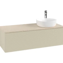 V&b antao servantskap 1 skuff rillet 1200x360x500 høyre m/kranhull silkegrå/créme