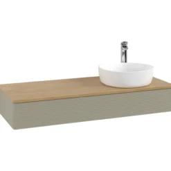 V&b antao servantskap 1 skuff rillet 1200x190x500 høyre m/kranhull stengrå/eik