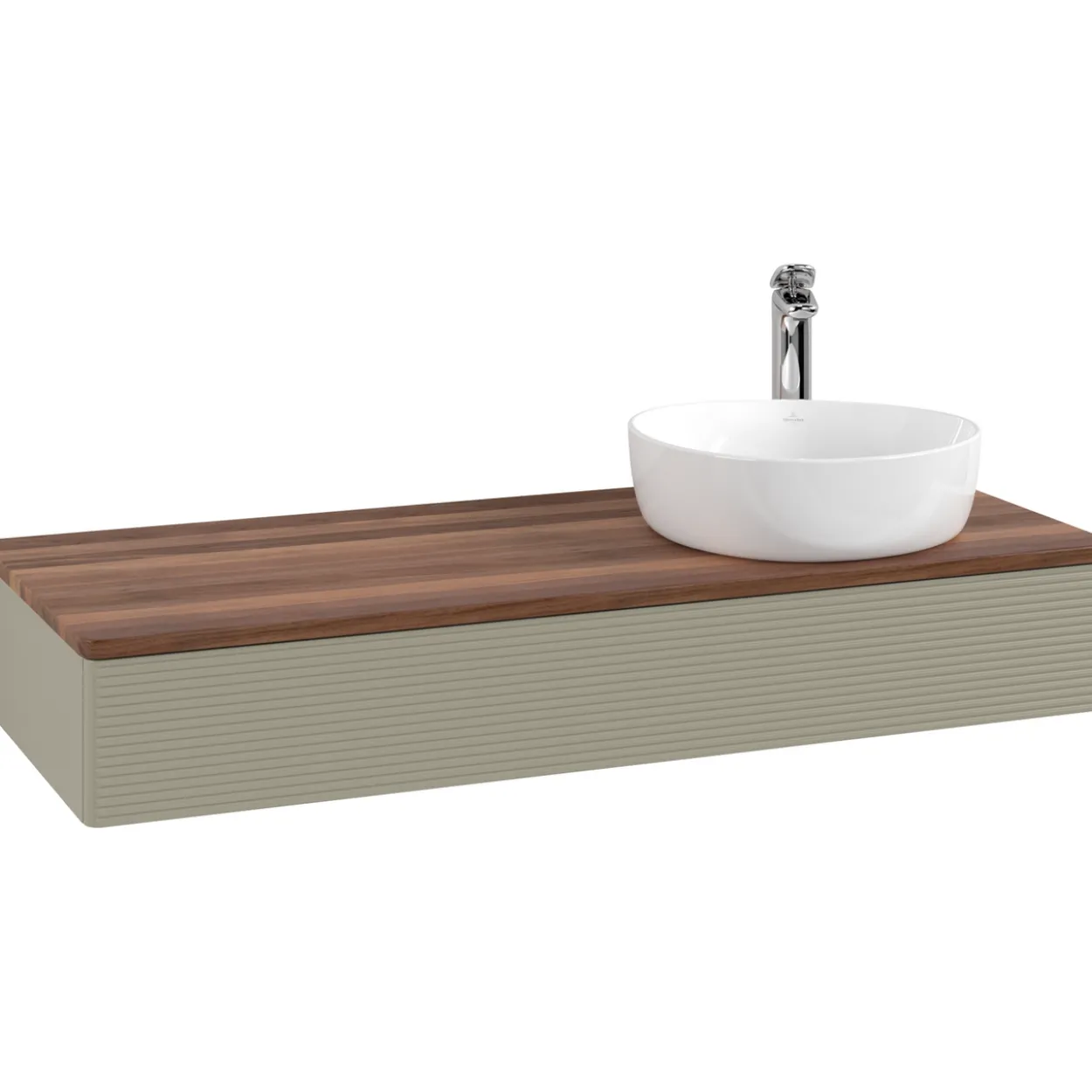 V&b antao servantskap 1 skuff rillet 1200x190x500 høyre m/kranhull stengrå/valnøtt